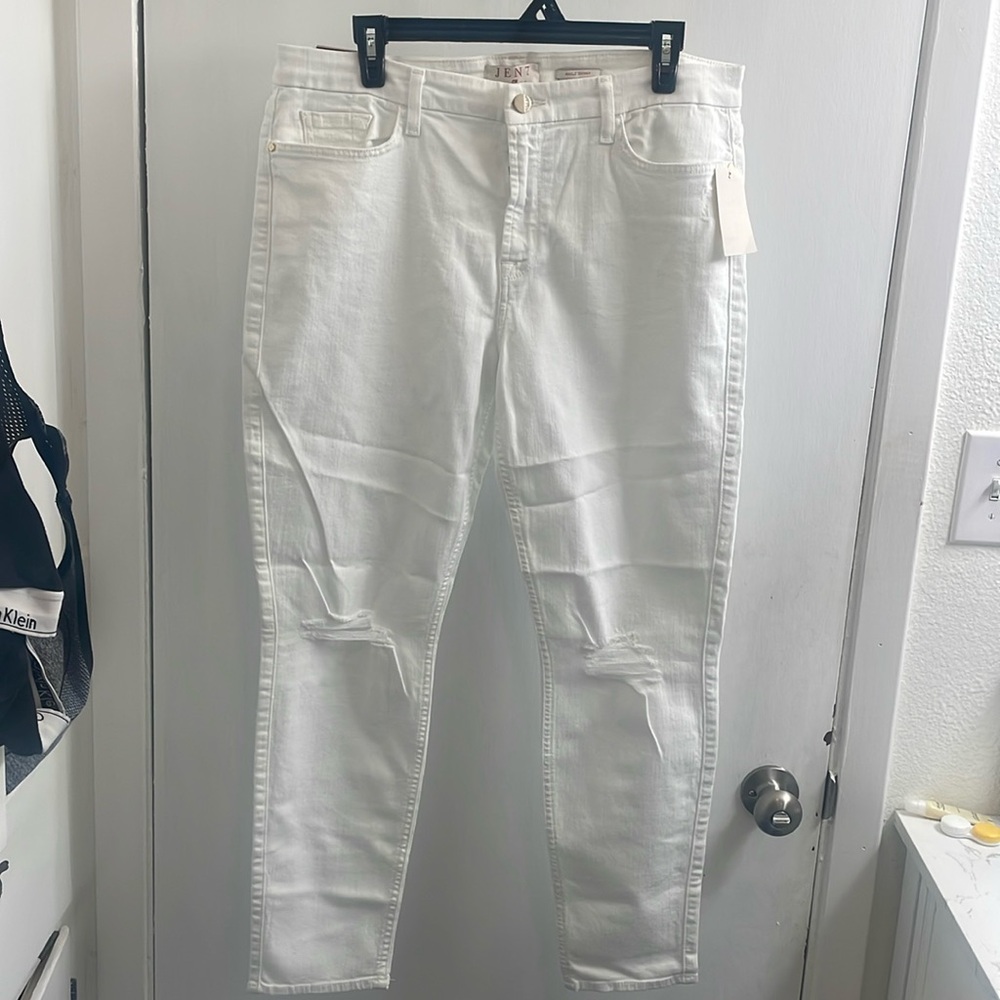 Jen 7 ankle skinny, jeans white, distressed legs size 14, new with tags